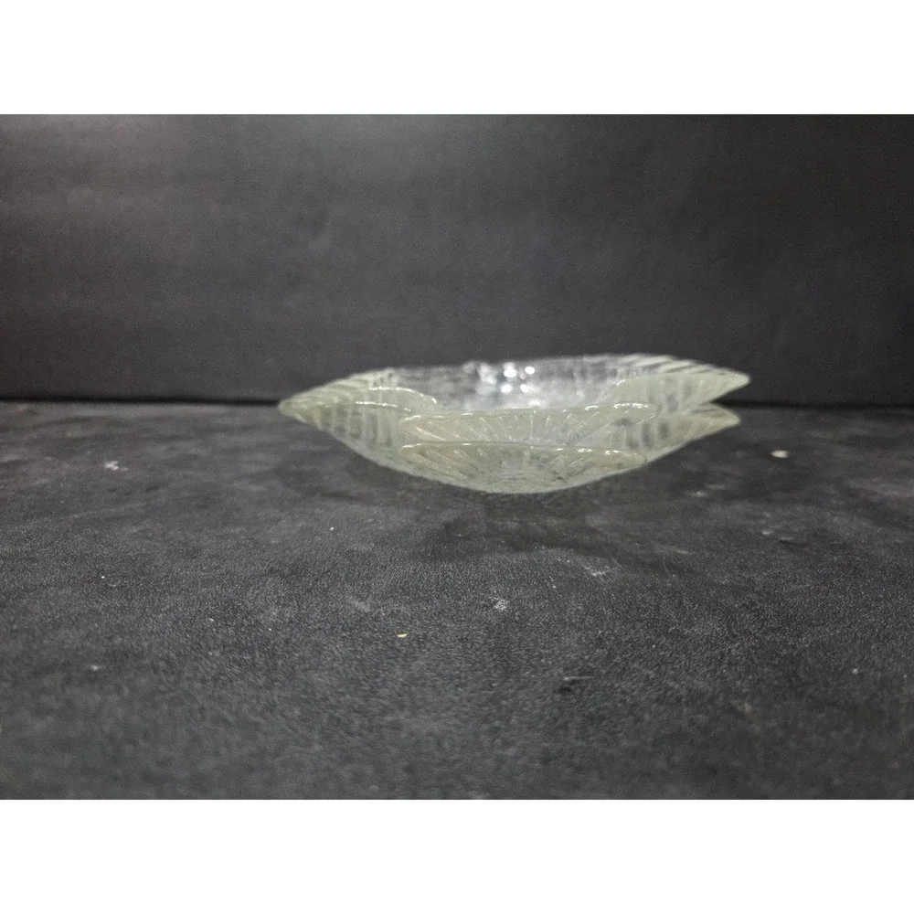 Arcoroc Clear Fish Salad Plates,‎ Set of 2, Embossed Pressed Glass, Tableware
